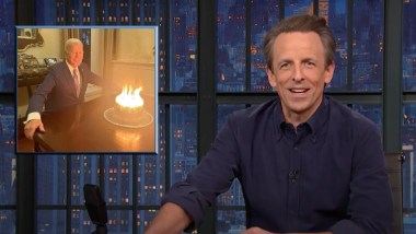 Seth Meyers Drags Biden Birthday Photo: ‘You Want People to Forget’ His Age, But Serve ‘Cake That Looks Like a Garbage Can Fire?’ | Video